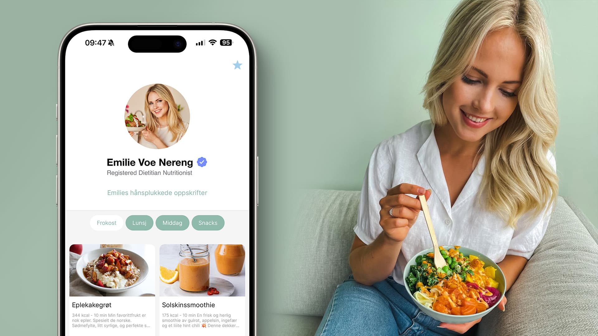 Ernærings- og livsstilsapp for Emilie Voe Nereng.